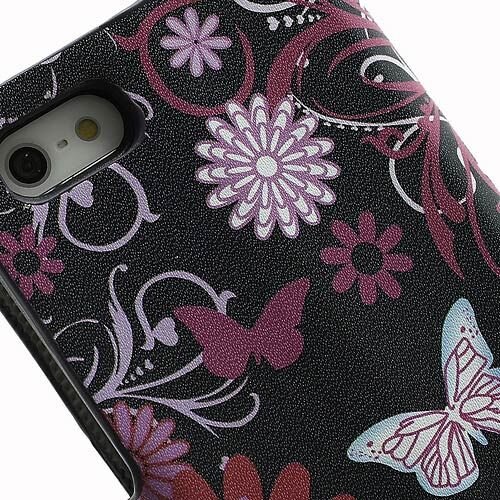 pu leren wallet iphone 5 s se vlinders zwart