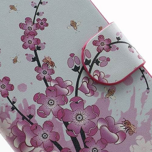 pu leren wallet iphone 5 s se roze bloesem