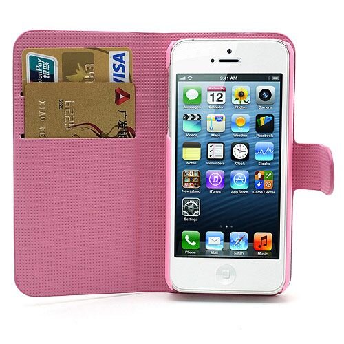 pu leren wallet iphone 5 s se roze bloesem