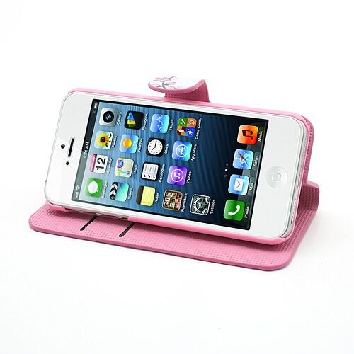 pu leren wallet iphone 5 s se roze bloesem