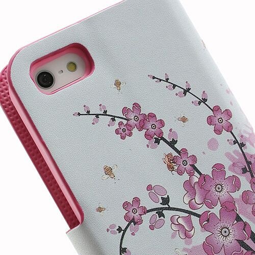 pu leren wallet iphone 5 s se roze bloesem