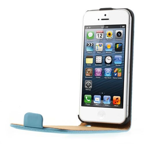 lederen case iphone 5 blauw