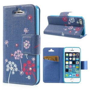 Lederen stand case iphone 5 blauw