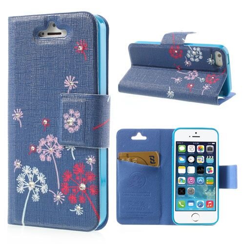Lederen stand case iphone 5 blauw