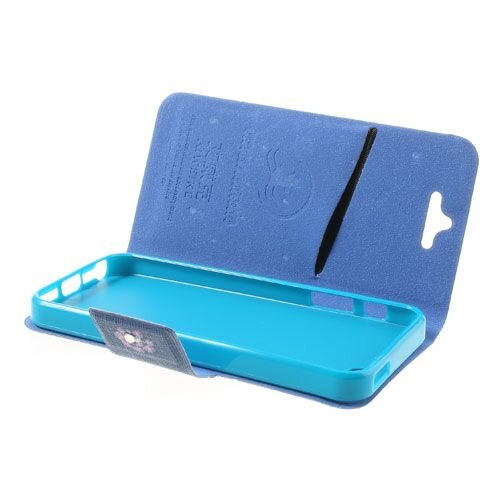lederen stand case iphone 5 blauw