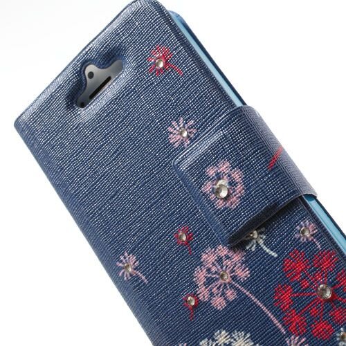 lederen stand case iphone 5 blauw