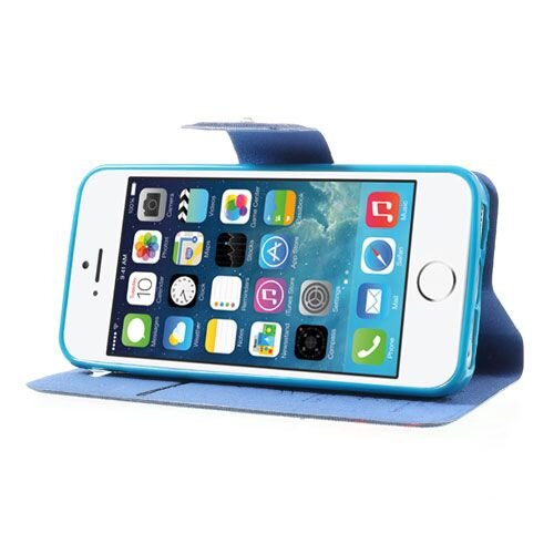 lederen stand case iphone 5 blauw