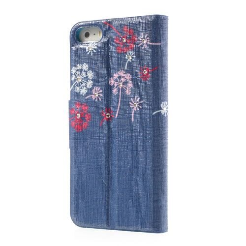lederen stand case iphone 5 blauw