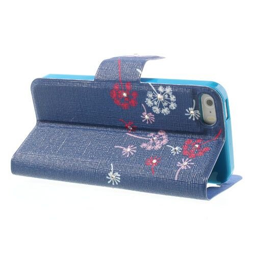 lederen stand case iphone 5 blauw