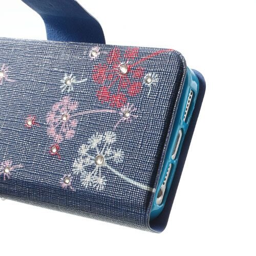 lederen stand case iphone 5 blauw