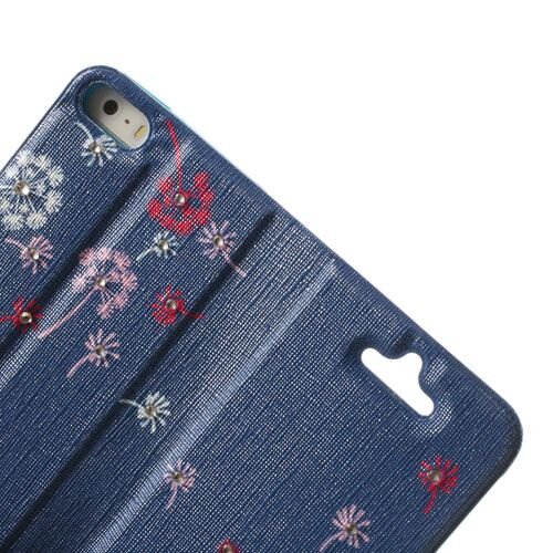 lederen stand case iphone 5 blauw