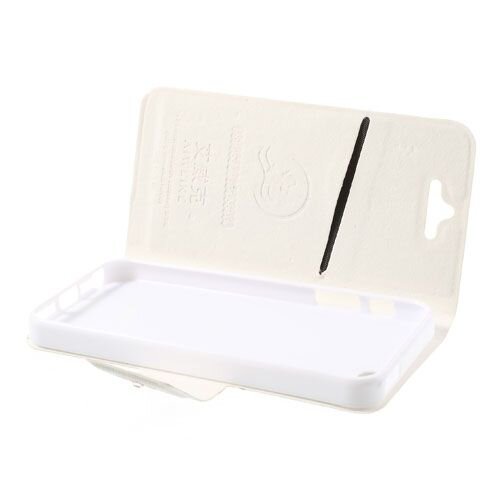lederen stand case iphone 5 wit
