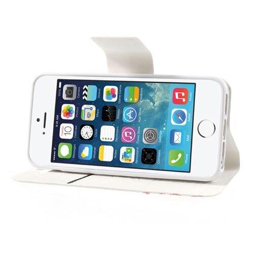 lederen stand case iphone 5 wit