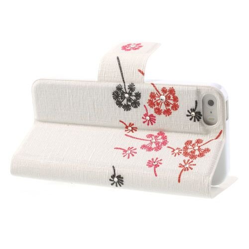 lederen stand case iphone 5 wit