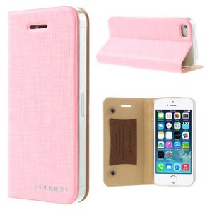 Lederen stand case iphone 5 zacht roze