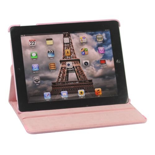 TVC 360 Graden Draaibare Nieuwe iPad 2,3,4 Leren Case Cover - Roze