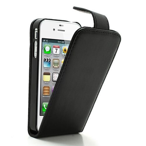 verticale flip pu leren hoesje voor iphone 4 4s
