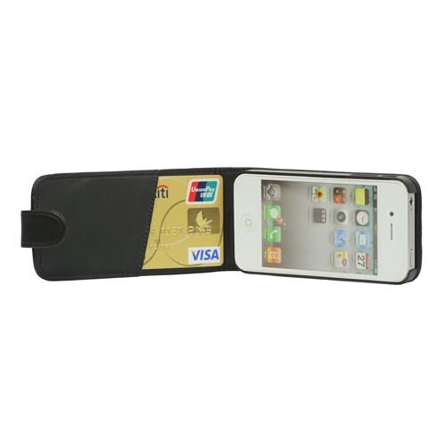 verticale flip pu leren hoesje voor iphone 4 4s