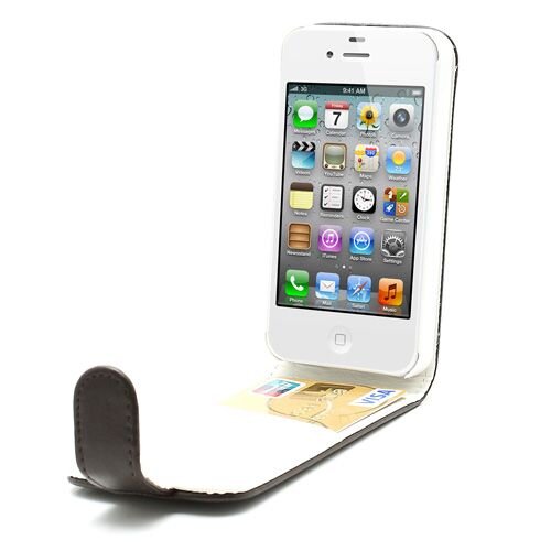 verticale flip pu leren hoesje voor iphone 4 4s