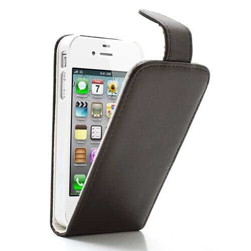 verticale flip pu leren hoesje voor iphone 4 4s