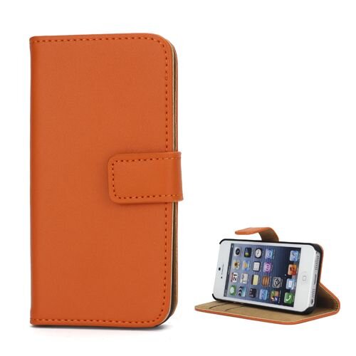 split leren wallet iphone 5 s se oranje