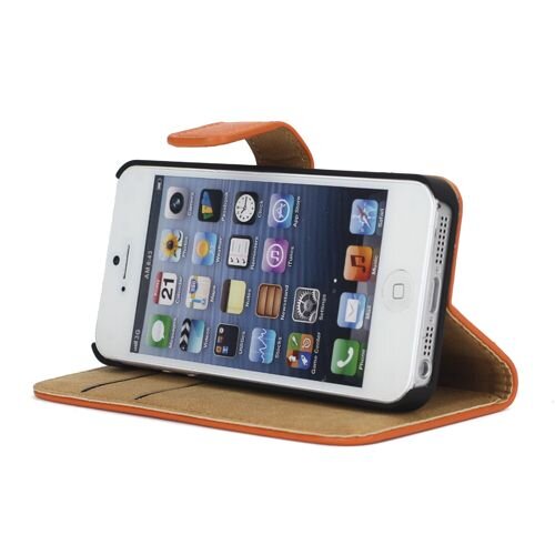 split leren wallet iphone 5 s se oranje