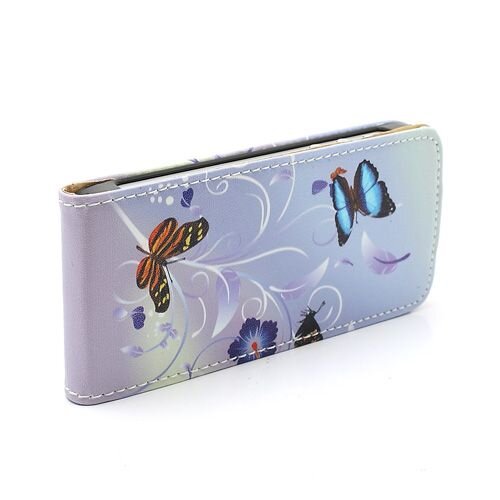 paarse bloem vlinder leren case voor iphone 5 5s