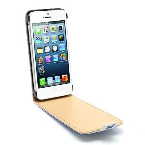 paarse bloem vlinder leren case voor iphone 5 5s