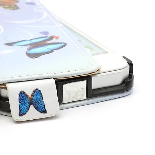 paarse bloem vlinder leren case voor iphone 5 5s