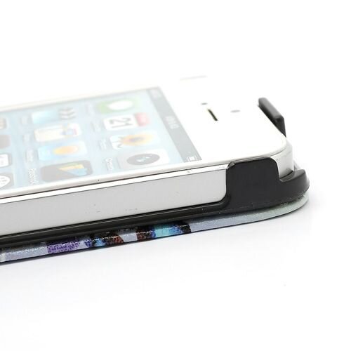 paarse bloem vlinder leren case voor iphone 5 5s