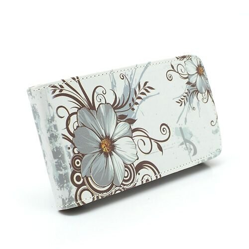 elegante bloem witte achtergrondkleur lederen hoesje voor de iphone 5 5s