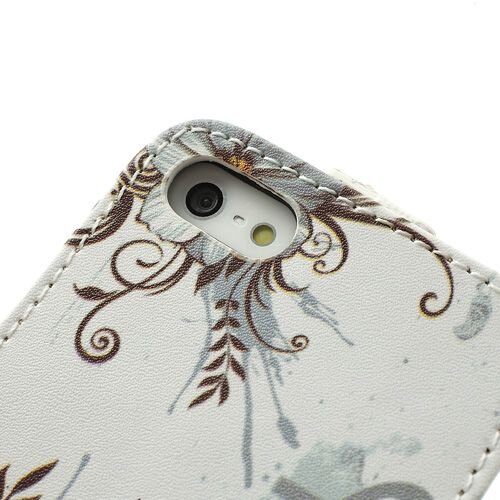 elegante bloem witte achtergrondkleur lederen hoesje voor de iphone 5 5s