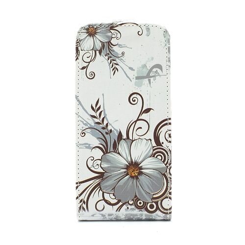 elegante bloem witte achtergrondkleur lederen hoesje voor de iphone 5 5s