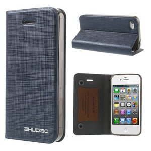 Donkere blauw leren hoesje iPhone 4s 4 Bamboo Spinneweb structuur