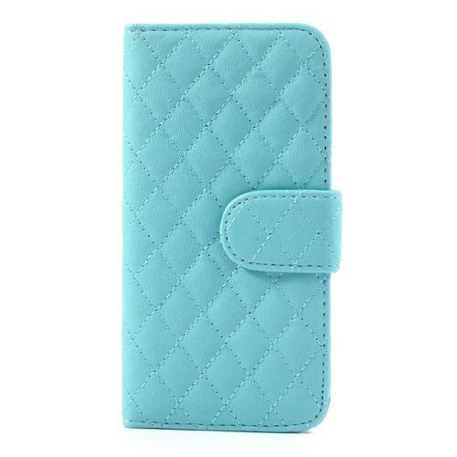 grid lederen hoesje voor iphone 5 s se cyaan