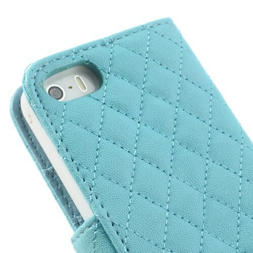 grid lederen hoesje voor iphone 5 s se cyaan