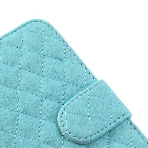 grid lederen hoesje voor iphone 5 s se cyaan