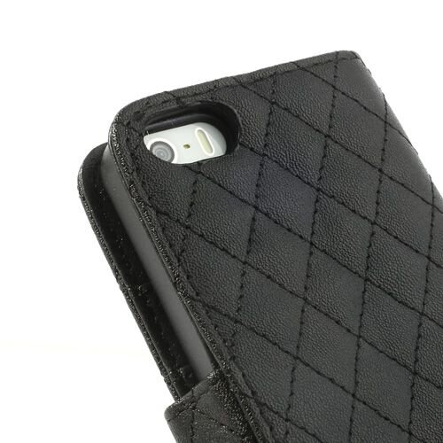 grid lederen hoesje voor iphone 5 s se zwart