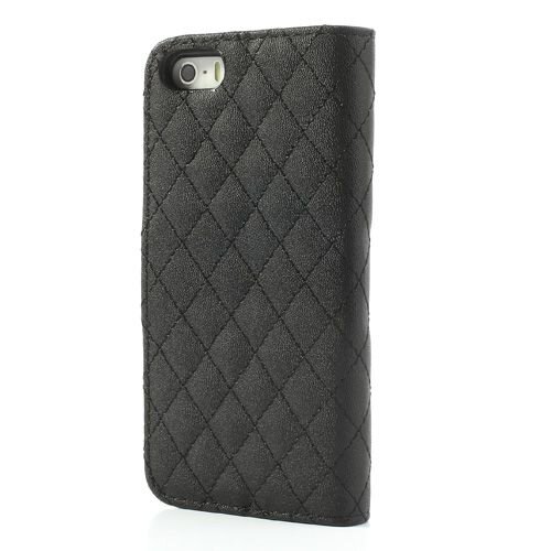 grid lederen hoesje voor iphone 5 s se zwart