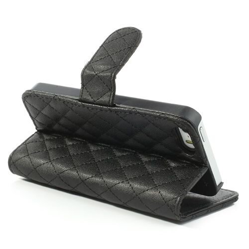 grid lederen hoesje voor iphone 5 s se zwart