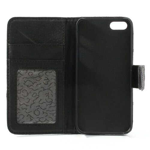 grid lederen hoesje voor iphone 5 s se zwart