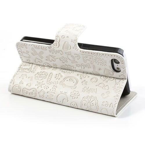 cartoon graffiti leer hoesje voor iphone 5c wit