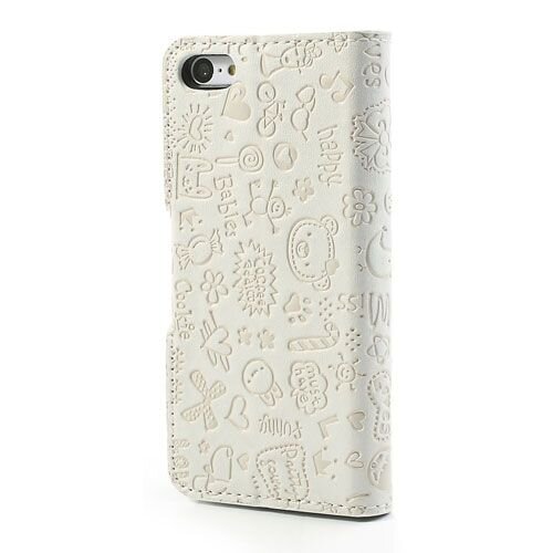 cartoon graffiti leer hoesje voor iphone 5c wit