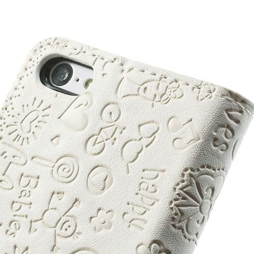 cartoon graffiti leer hoesje voor iphone 5c wit