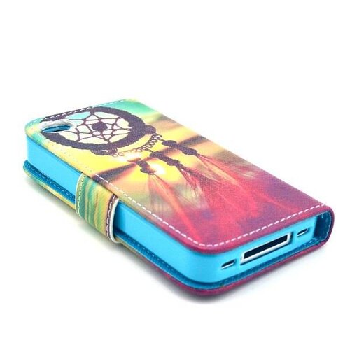 wallet flip stand tpu leather hoesje voor iphone 4 4s sweet dreamcatcher