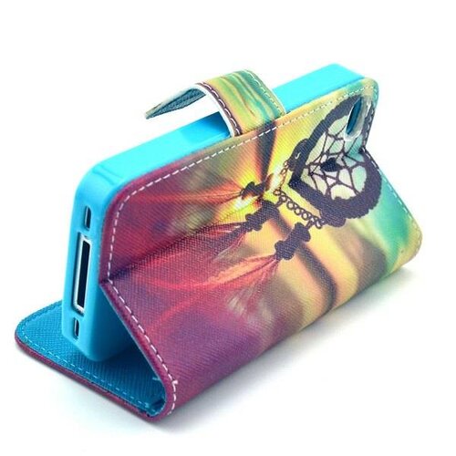 wallet flip stand tpu leather hoesje voor iphone 4 4s sweet dreamcatcher