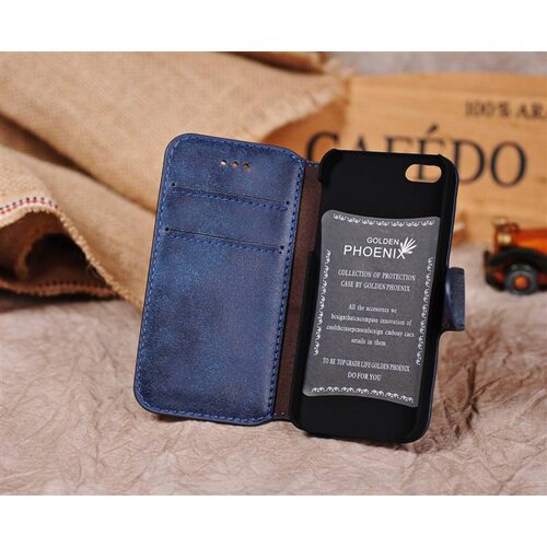 Golden Phoenix golden phoenix split leren wallet iphone 5 s se navy