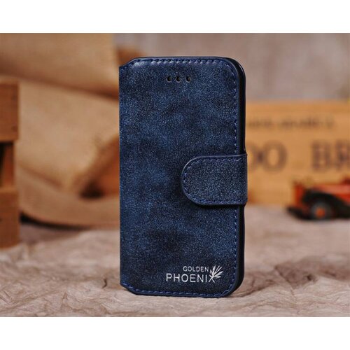 Golden Phoenix golden phoenix split leren wallet iphone 5 s se navy