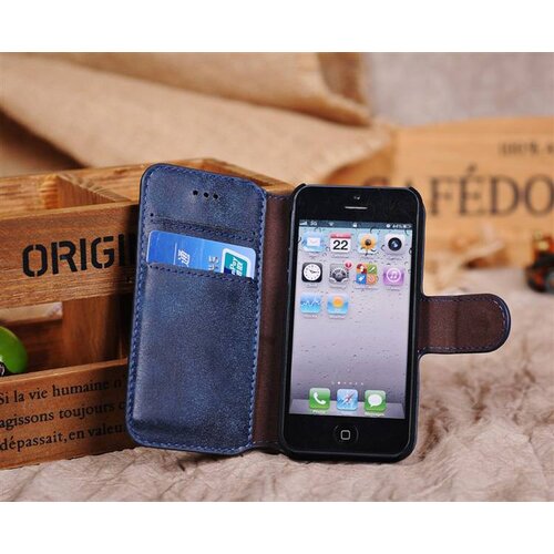 Golden Phoenix golden phoenix split leren wallet iphone 5 s se navy