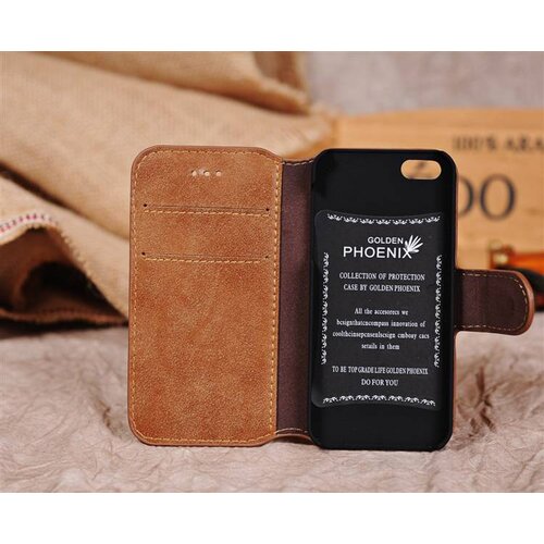 Golden Phoenix golden phoenix split leren wallet iphone 5 s se bruin